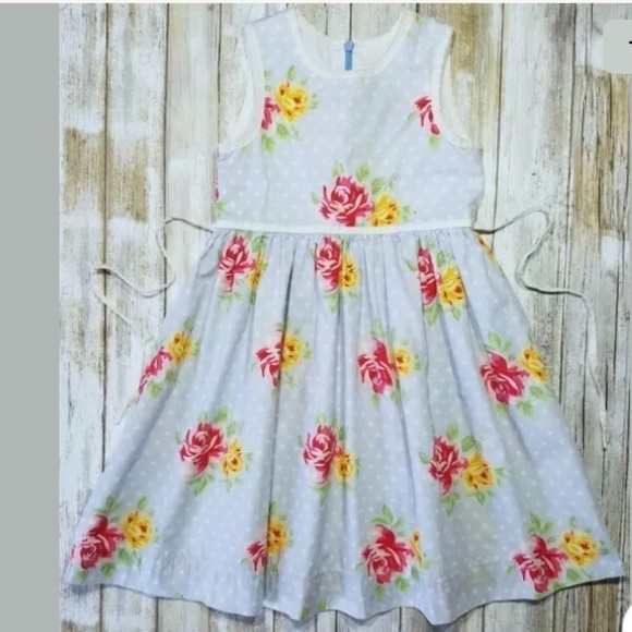 Mini Boden Other - Mini BODEN 3-4 Years Rose Floral Polka Dot Dress